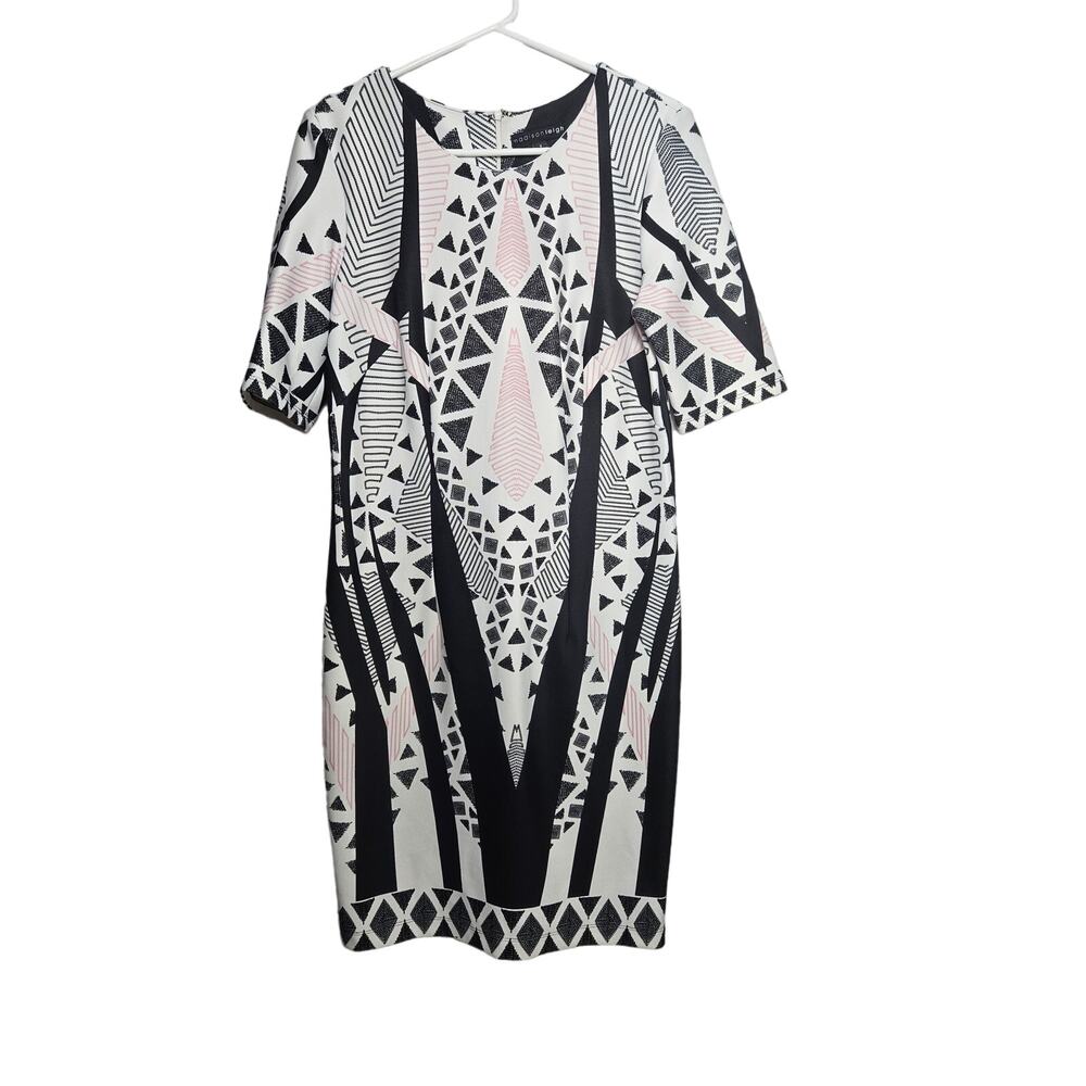 Madison Leigh Shift Dress Women's Size 8‎ Pink Black Geometric Stripes